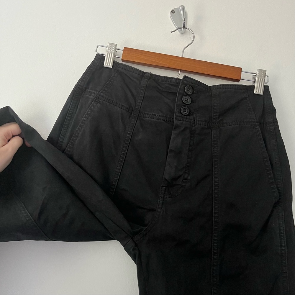 Pilcro Anthropologie Seamed Flare Black Pants 27 Hippie Retro High Waisted - Picture 5 of 12